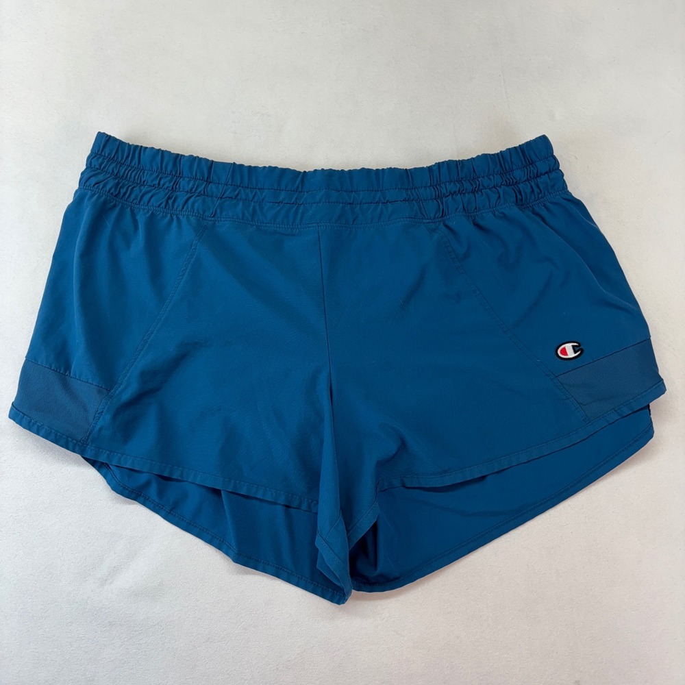 Champion Women Teal Blue Athletic Shorts XL Elastic Waist Gym Workout